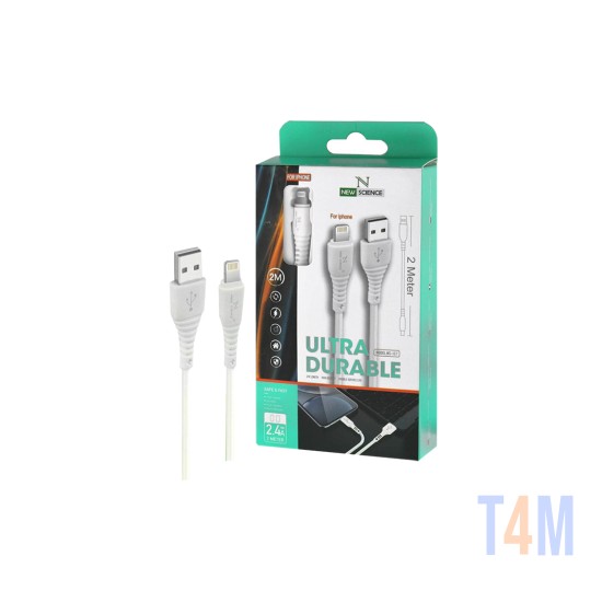 NEW SCIENCE FAST LIGHTNING CABLE NS-107 FOR IPHONE 2.4A 2M WHITE